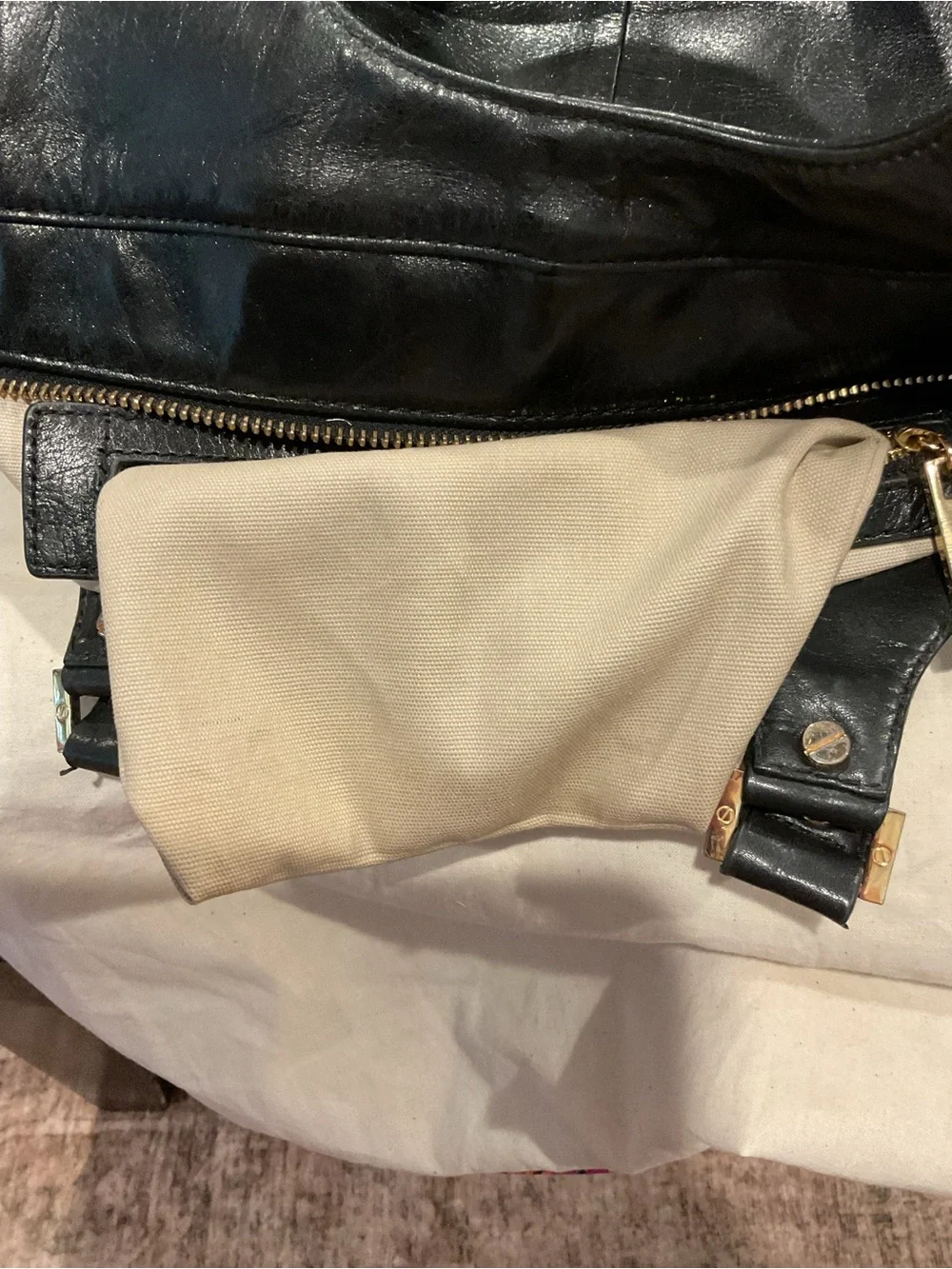 Tory Burch Black Leather Logo Tote